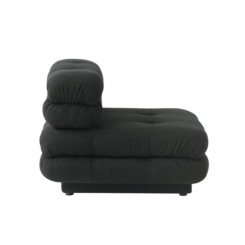 Large Modular Sectional Sofa Teddy Velvet Fabric Upholstery U-Shaped 4 Seater with 2 Ottoman