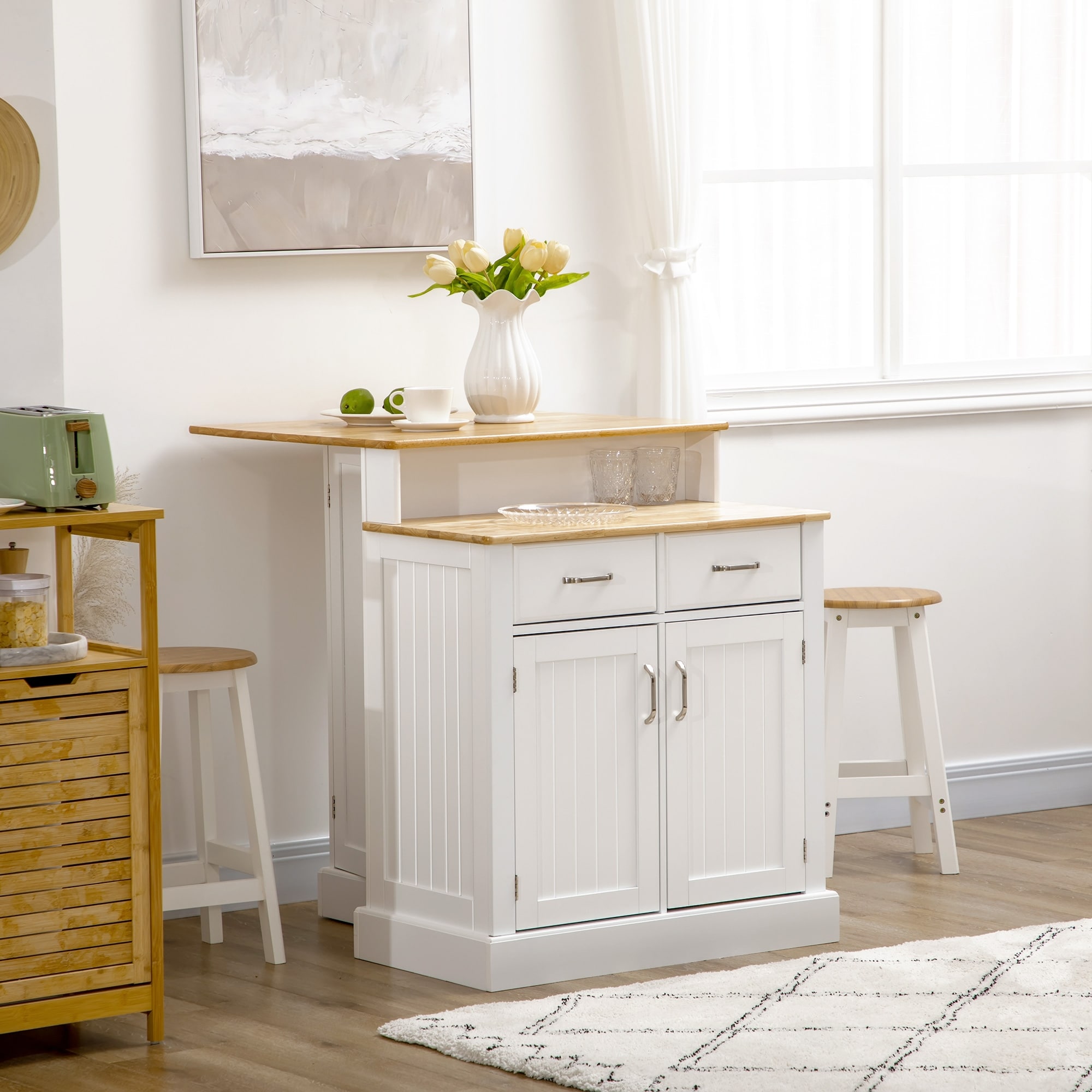 HOMCOM Buffet Cabinet with Storage Kitchen Sideboard with 2 Layer
