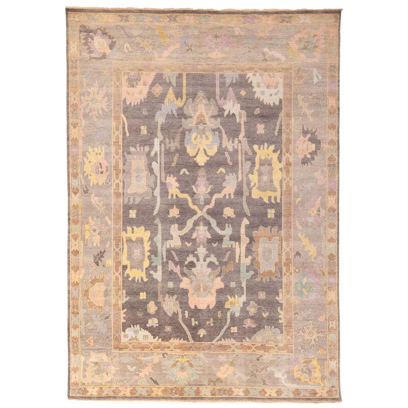 ECARPETGALLERY Hand-knotted Modern Oushak Charcoal Wool Rug - 9'10 x 13'10