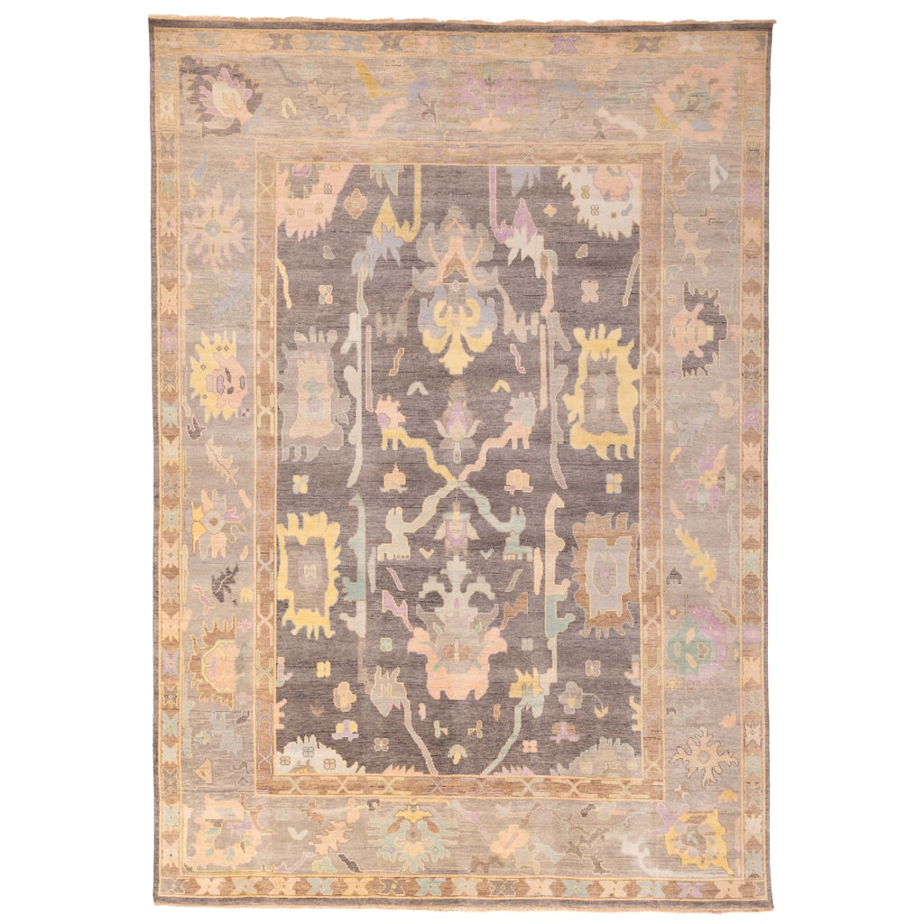 ECARPETGALLERY Hand-knotted Modern Oushak Charcoal Wool Rug - 9'10 x 13'10