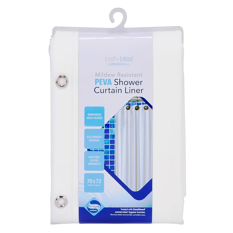 Bath Bliss 2 Pack Sanitized Peva Shower Liner in Super Clear