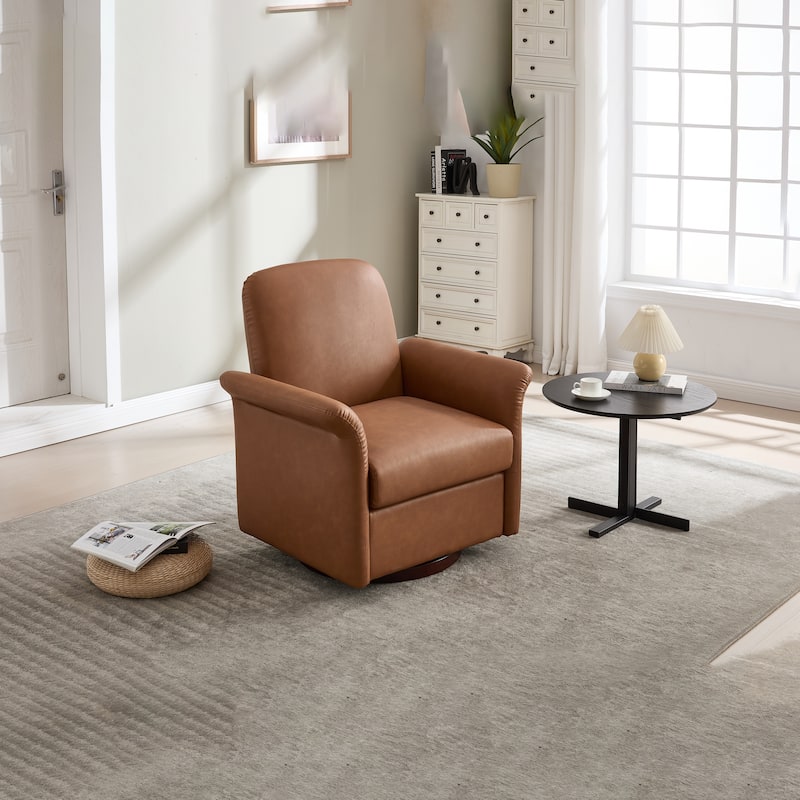 Swivel Accent Chair Modern Barrel Armchair with Wood Base for Bedroom Reading Waiting Living Room