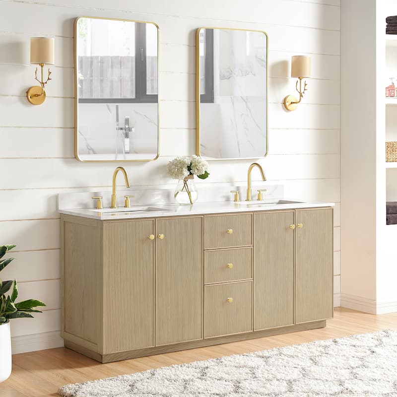 Oza Bath Vanity with Quartz Stone Top and Mirror