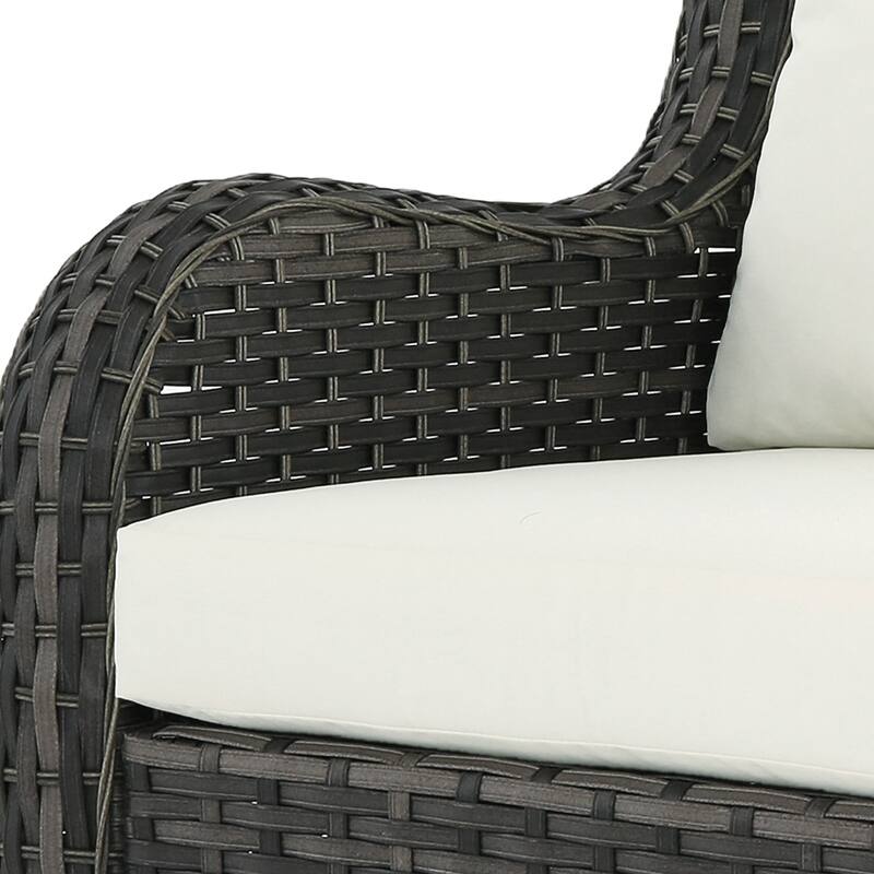 Outdoor Wicker Patio Conversation Furniture Set with Table and Cushion