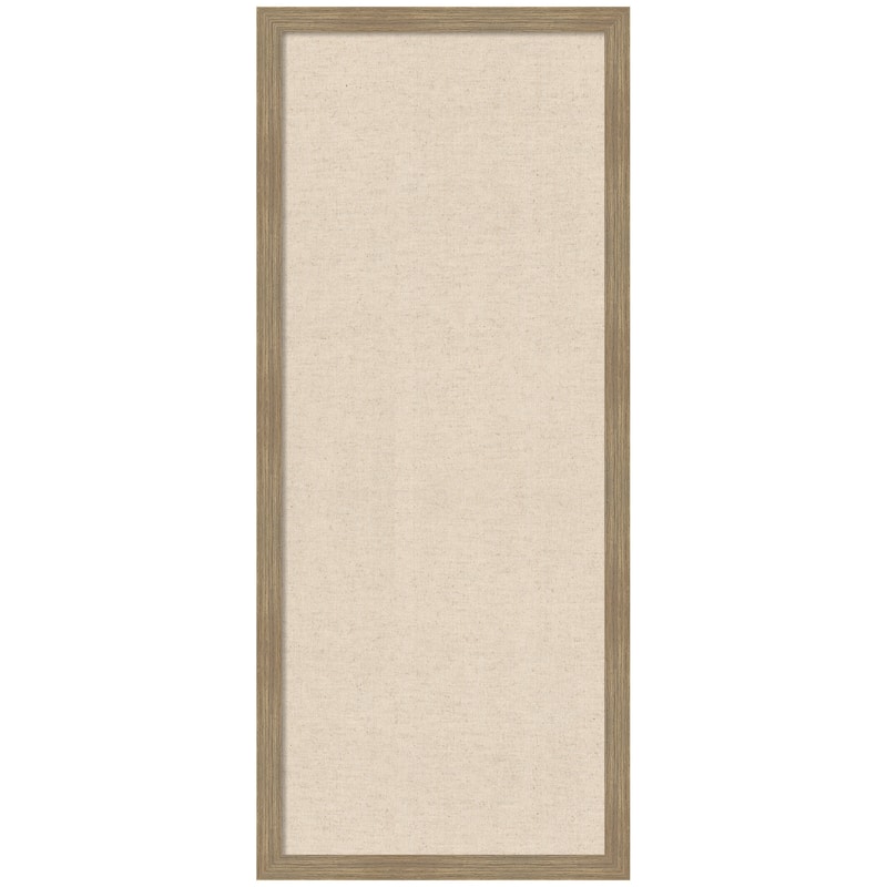Kate and Laurel Pinboard Neutral Linen - 18x42 - Woodgrain Stripe Mocha