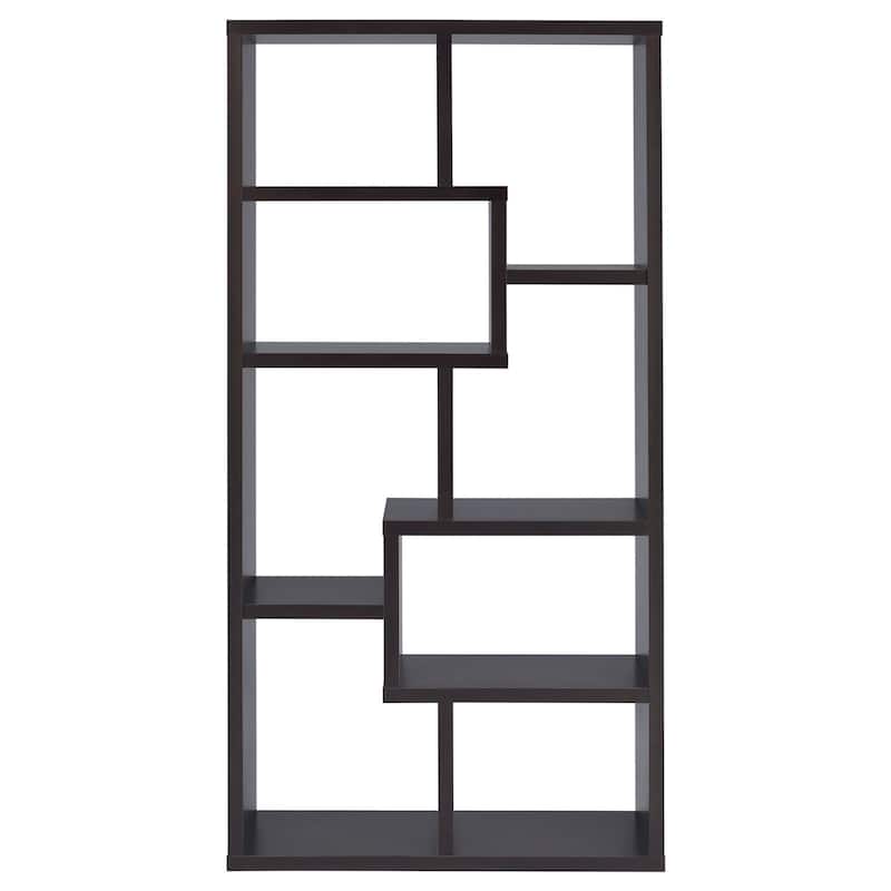 Cappuccino Color Modern Wooden 8-shelf Geometric BookCase