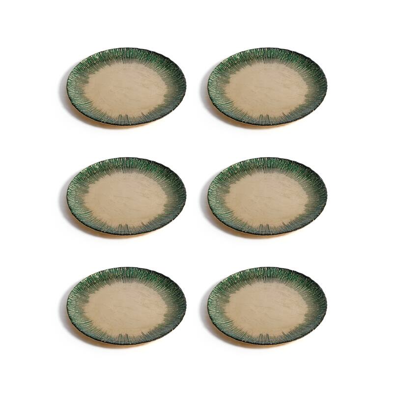 Celestial Rim Glass Dessert Plates, Set of 6