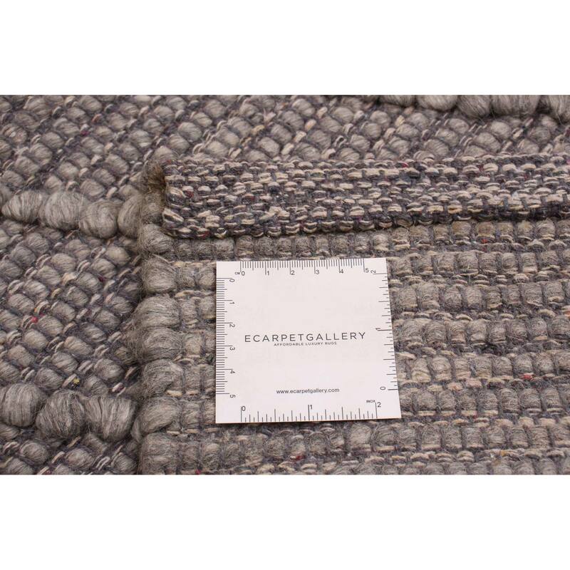 ECARPETGALLERY Braid weave Sienna Grey Wool Rug - 6'1 x 8'9