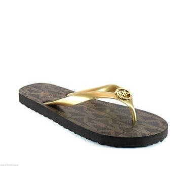michael kors flip flops gold