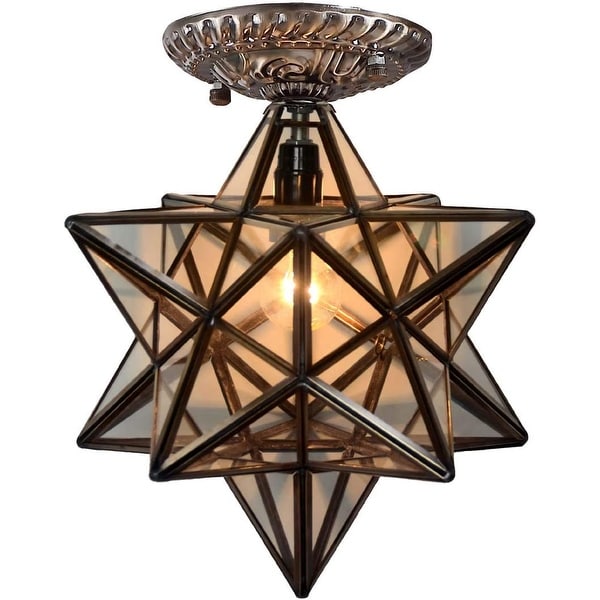 Moravian Star ceiling light fixture tiffany flush mount ceiling lamp with clear glass shade On Sale Bed Bath Beyond 36095902