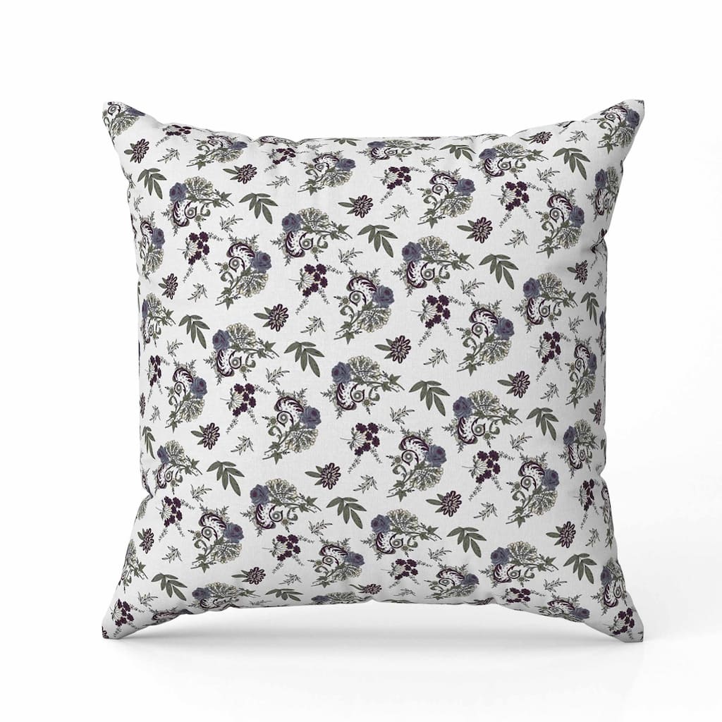 Rose Dreams Faux Suede Reversible Throw Pillow White and Green