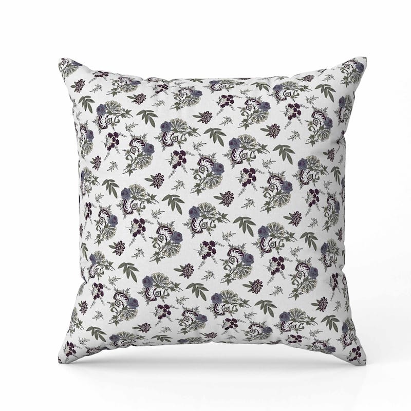 Rose Dreams Indoor/Outdoor Reversible Throw Pillow White and Green