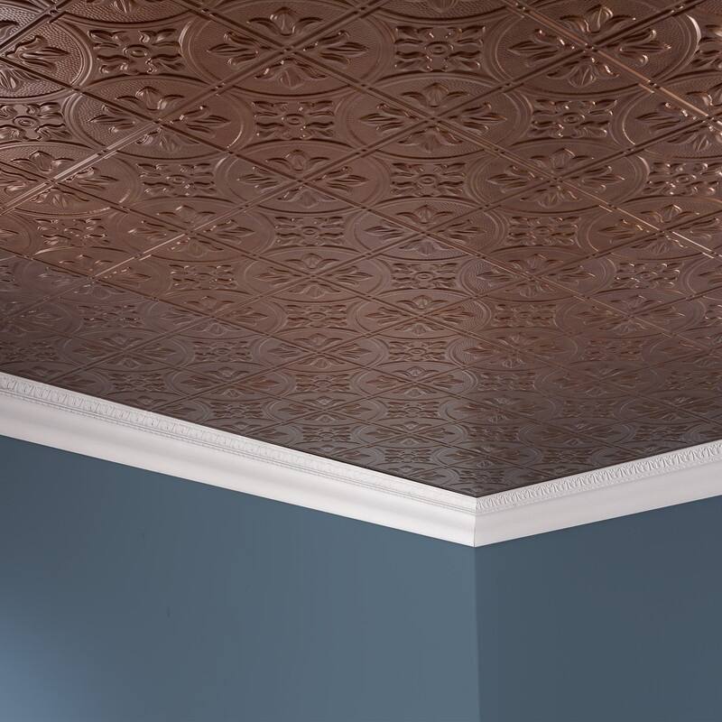 FASÄDE Traditional Style 2 Decorative Vinyl 2ft x 4ft Glue Up Ceiling Panel in Antique Bronze (5 Pack)