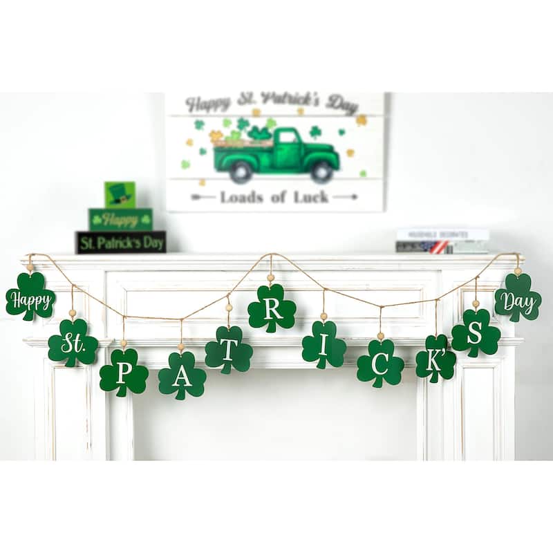 Glitzhome 72"L St. Patrick's Day Holiday Shamrocks Garland