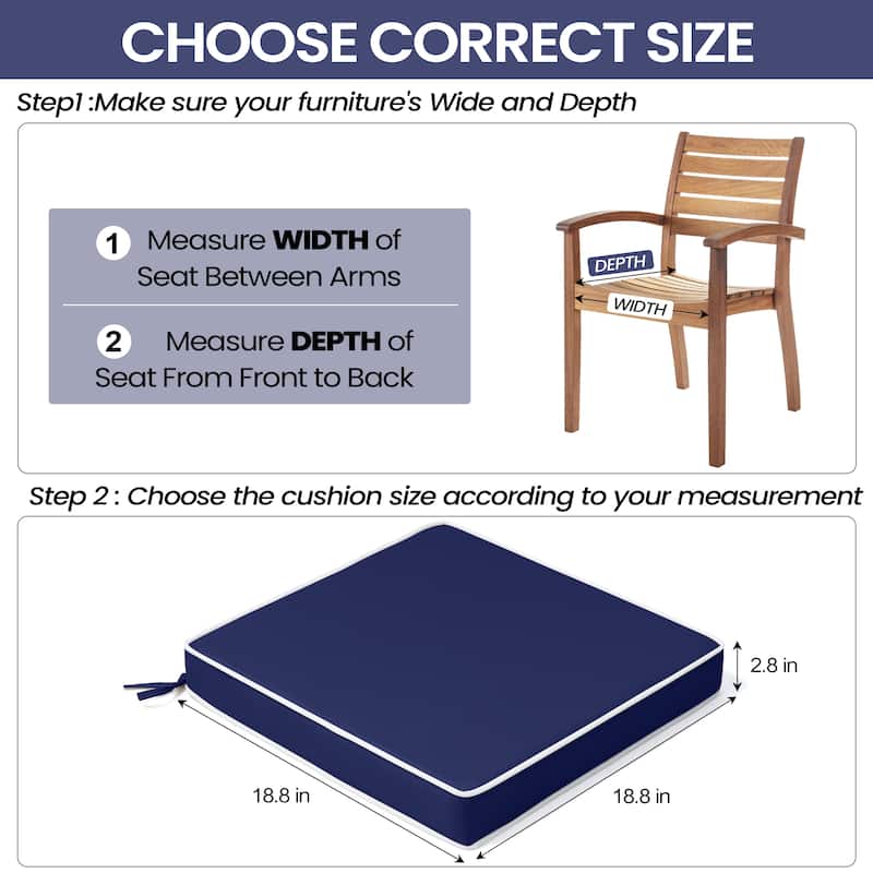 VredHom 17''/18.8'' Square Outdoor Chair Pad (Set of 2/4)