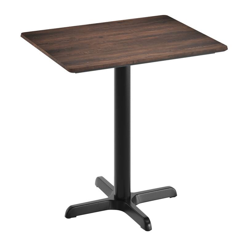 Commercial HPL Tabletop with Table Height Crisscross Base - 29.75"W x 23.75"D x 29.5"H - Dark Brown/Black Base