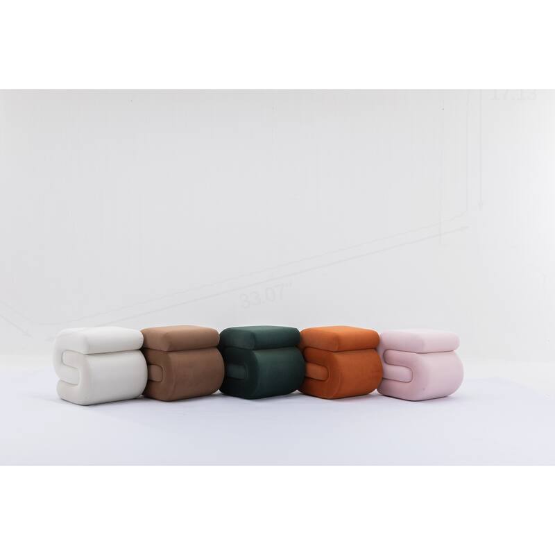 S-shape Velvet Fabric Ottoman Makeup Stool