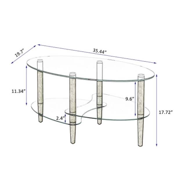 Organnice 3-layer Transparent Oval Glass Coffee Table - Bed Bath ...