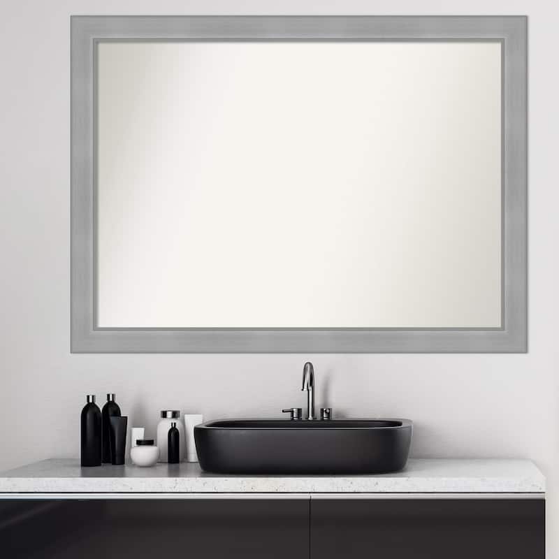 Non-Beveled Bathroom Wall Mirror - Vista Brushed Nickel Frame