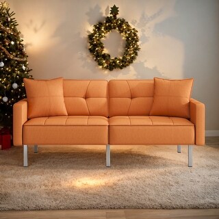 Modern Convertible Folding Futon Sofa Bed Linen Comfortable Upholstered ...