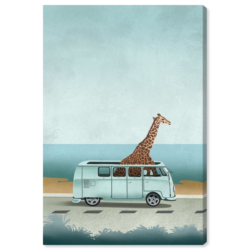 Wynwood Studio Canvas Animals Going to Swim Blue and Ochre Bohemian & Eclectic Wall Art Canvas Print