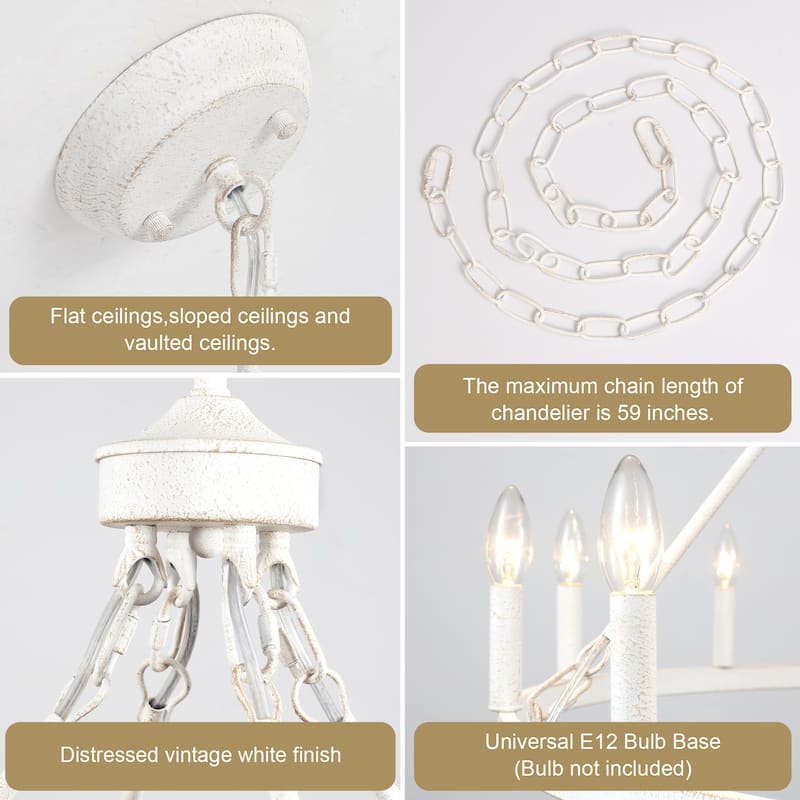 12-Light 37.99 in. Rustic Wagon Wheel Chandelier for Bedroom Kitchen