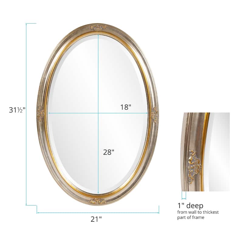 Allan Andrews Gold Wood Framed Oval Carlton Wall Mirror