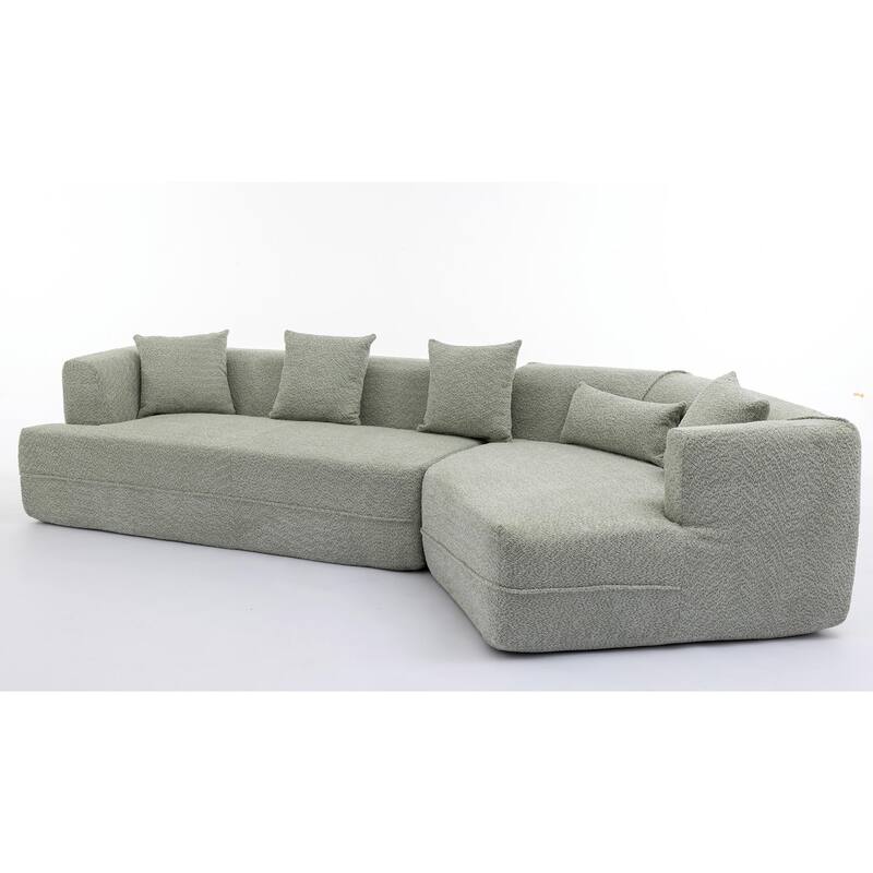 Minimalist Boucle Modular Sofa, Comfortable 3-Seater with Reversible Sectional Design, Ideal for Living Room