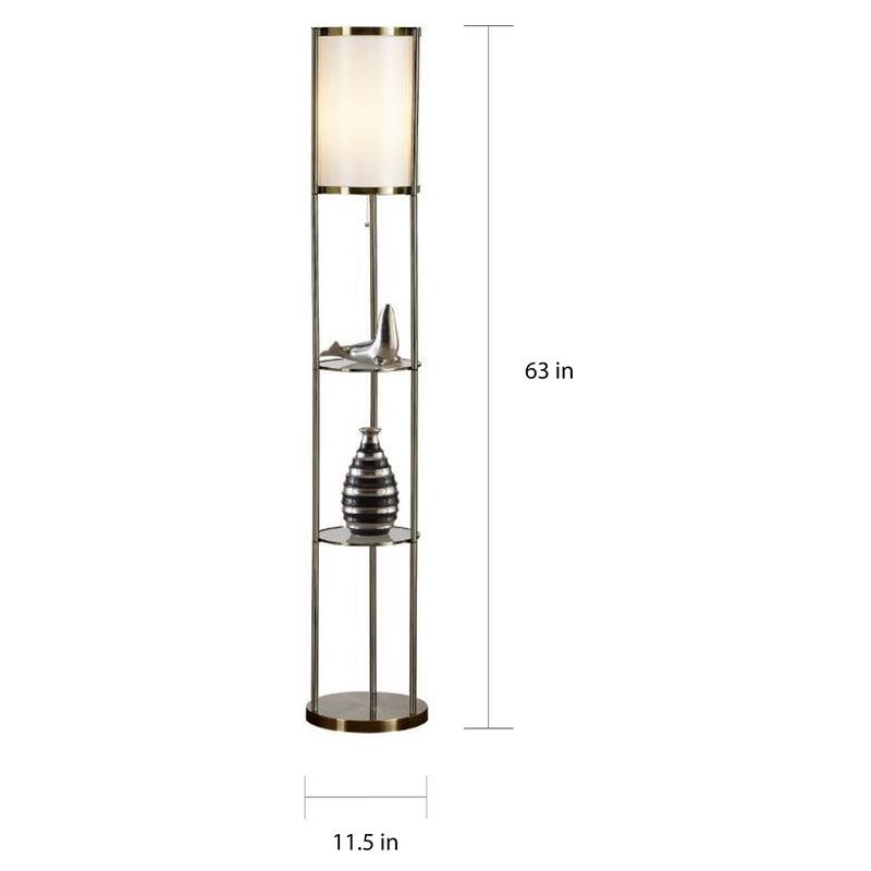 Artiva USA Exeter Antique Brass Shelf Floor Lamp - Gold/Satin Brass