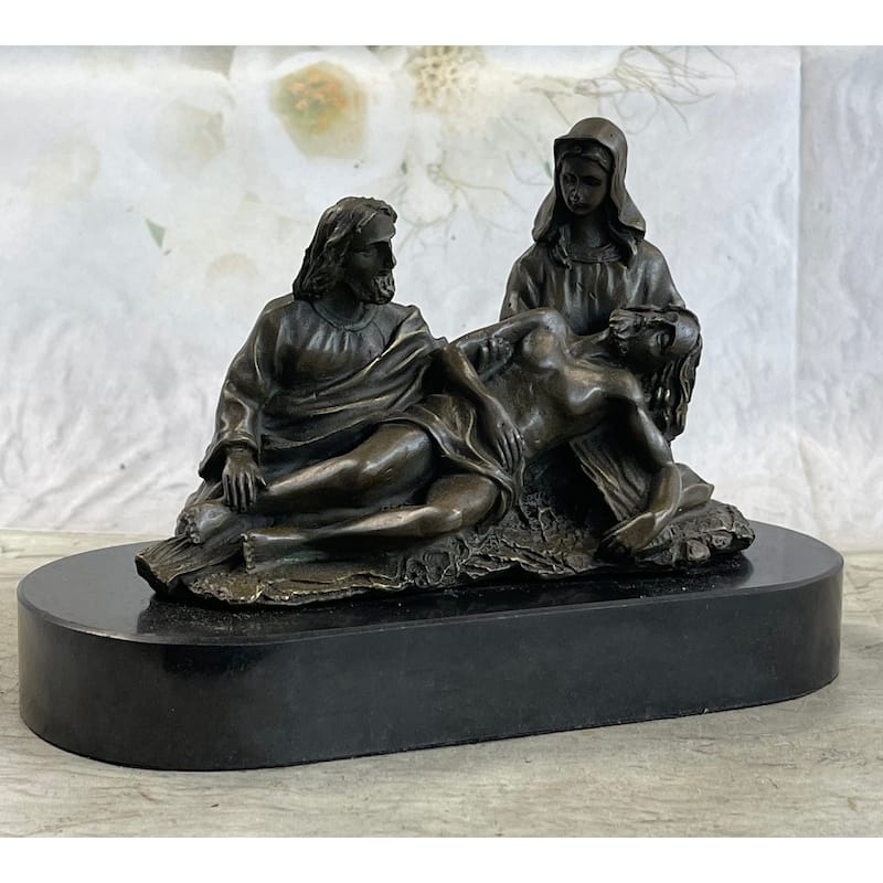 La Pieta Jesus Christ Paul Mary Bronze Statue Sculpture Figure Christianity 6 Inches X 8 Inches