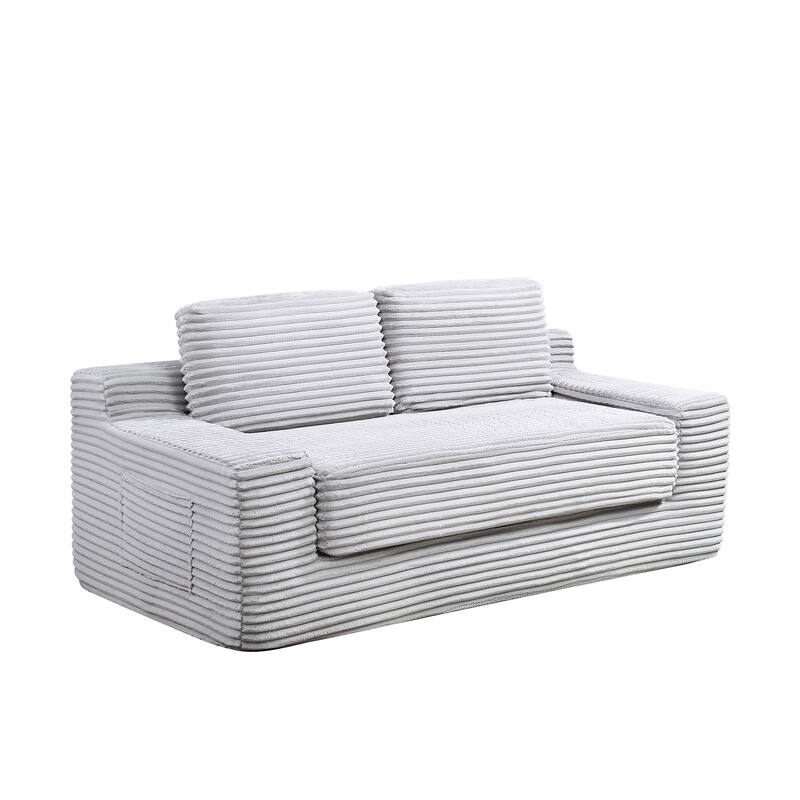 Corduroy Cloud Double Sofa, 2-in-1 Convertible Sofa Bed, Comfortable Boneless Double Sofa, Suitable for Living Room