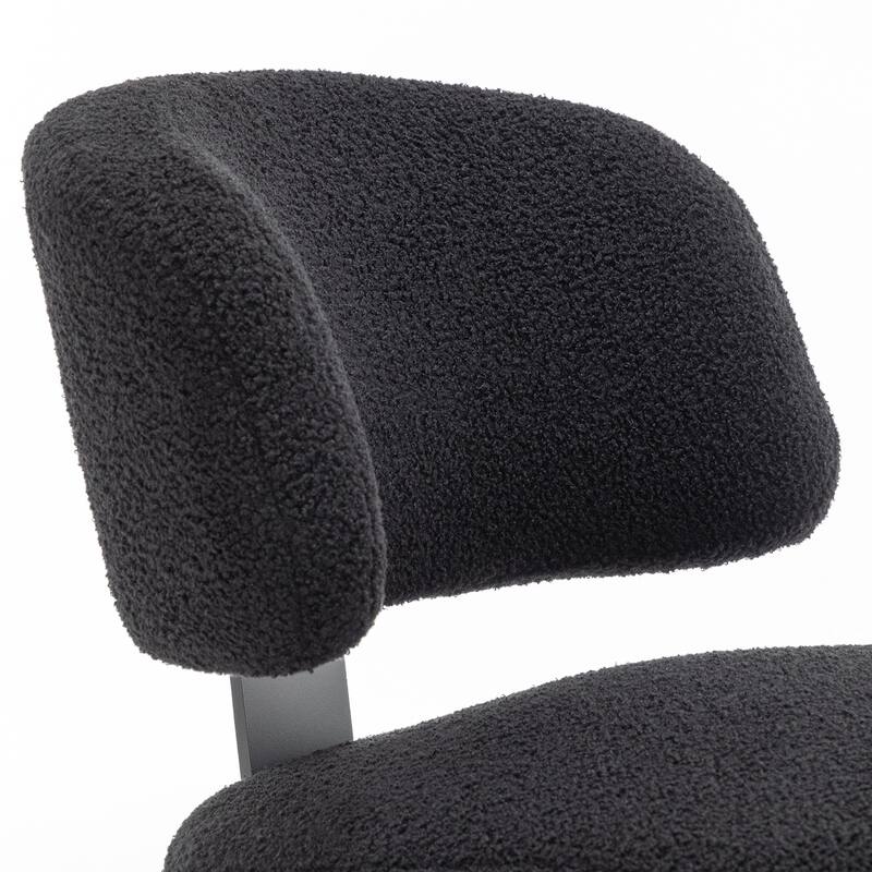 SEYNAR Modern Armless Faux Sherpa Accent Chair with Metal Legs Set of 2