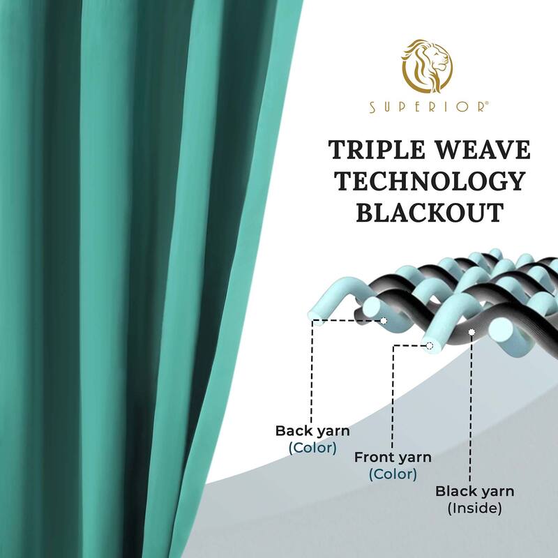 Superior Solid Machine Washable Room Darkening Grommet Blackout Curtains, Set of 2