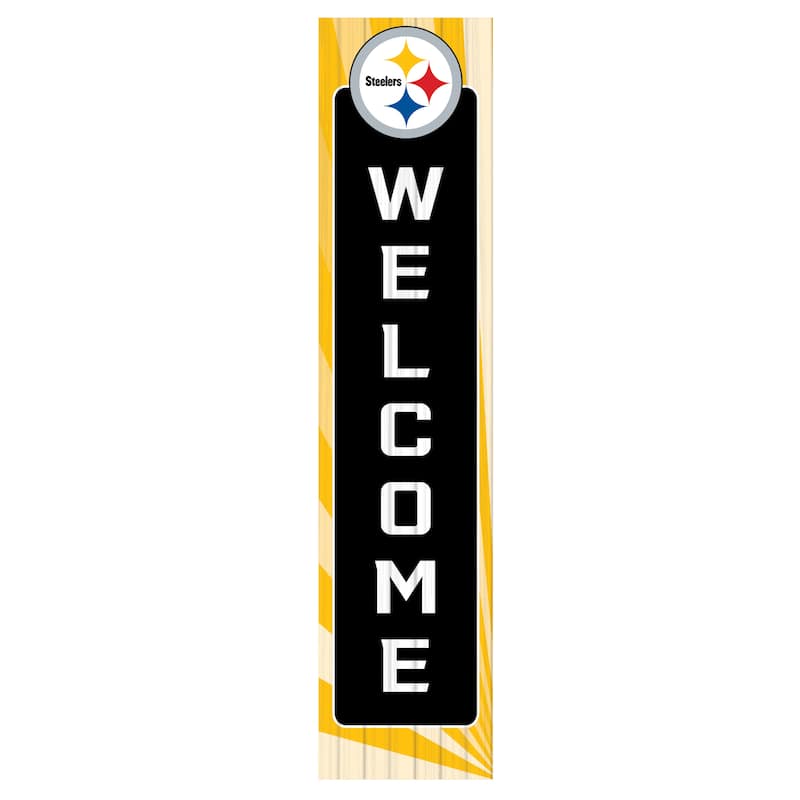 47" Porch Leaner Welcome Wall Sign, Pittsburgh Steelers - Black