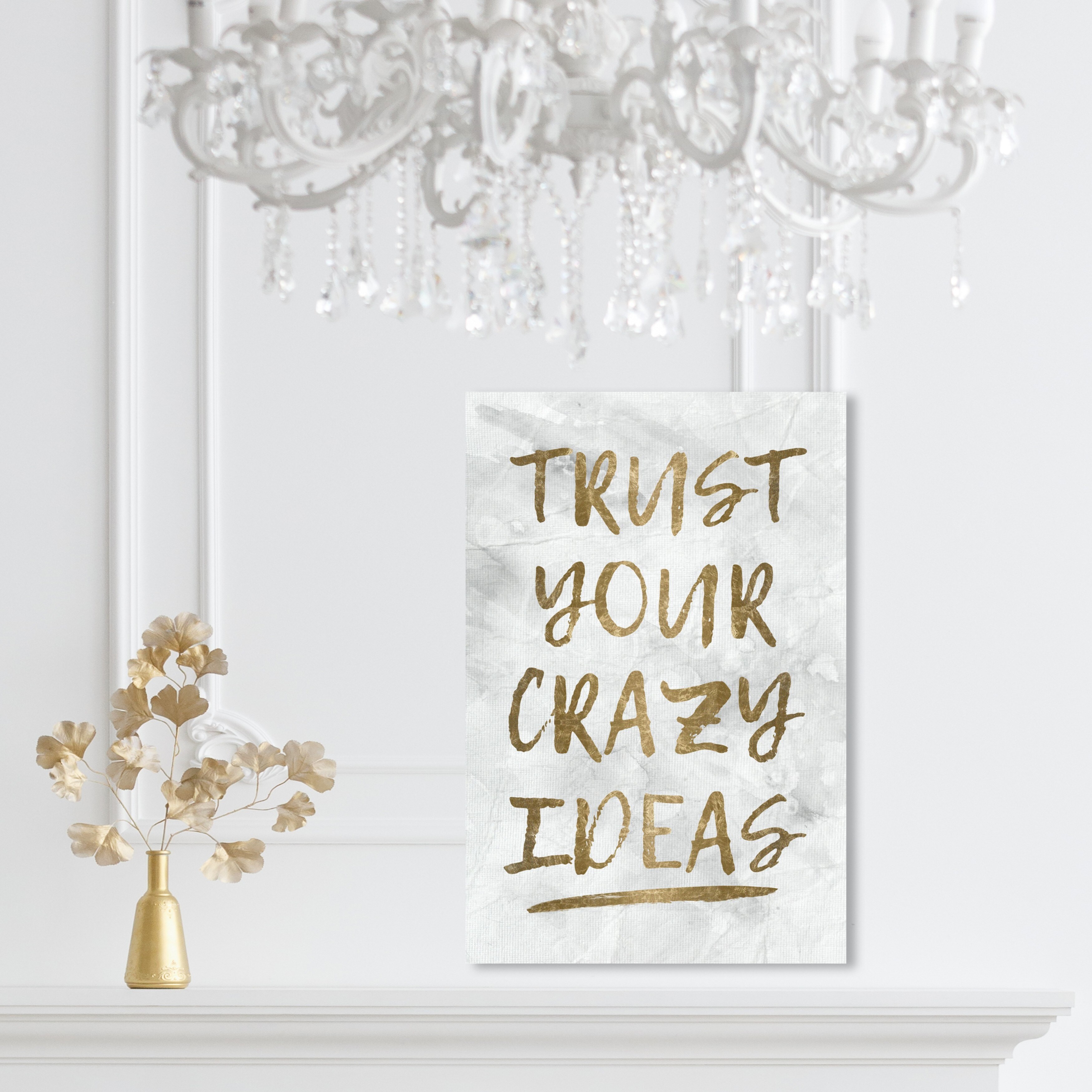 Oliver Gal 'More Gold Letters' Typography and Quotes Wall Art Framed Canvas  Print Love Quotes and Sayings - Gold, White - Bed Bath & Beyond - 32480456