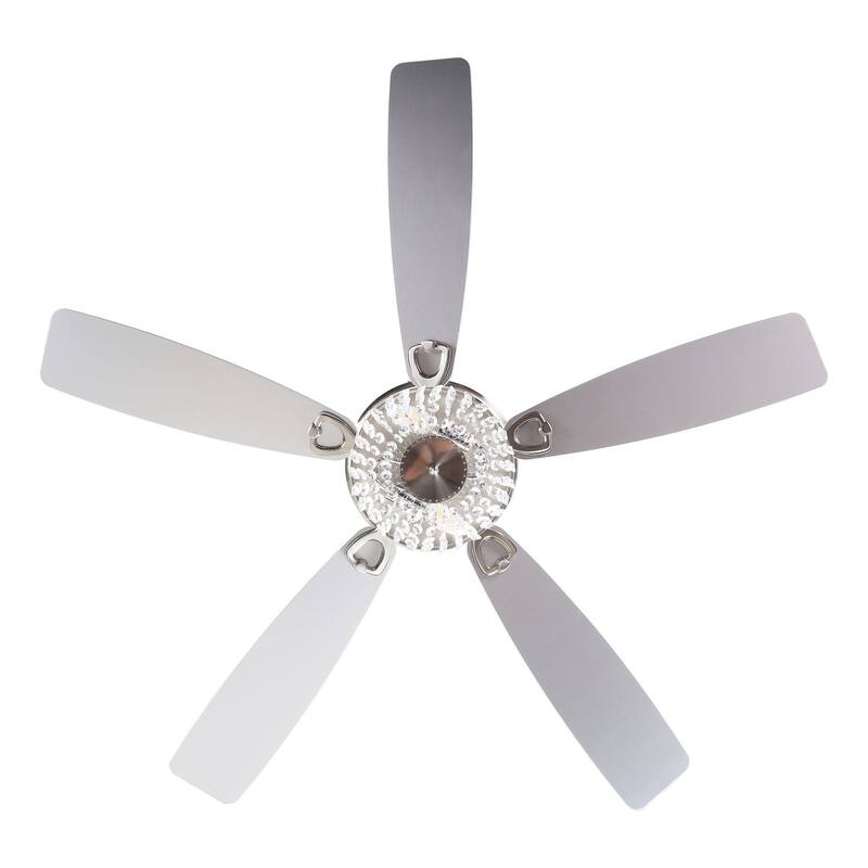 48-in Satin Nickel Crystal Low Profile Ceiling Fan with Light and Remote Control