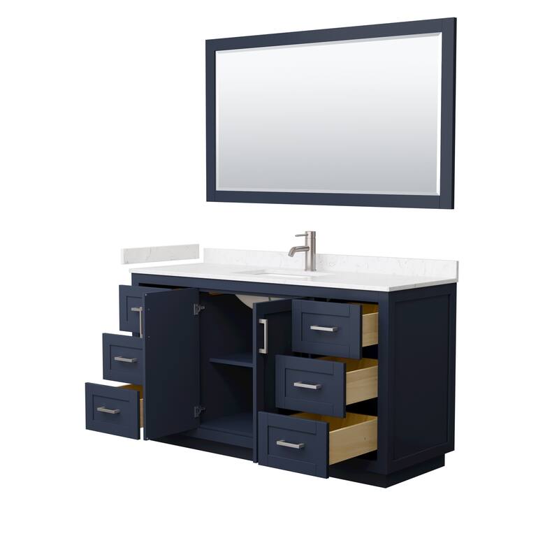 Miranda Bathroom Vanity Set, Cultured Marble Top, 58-Inch Mirror