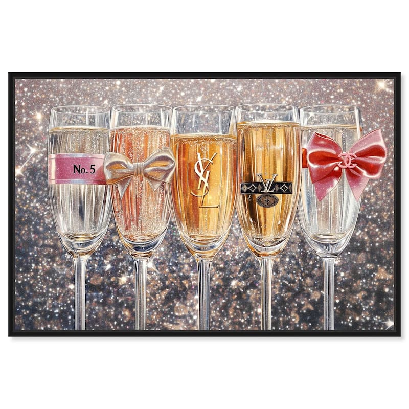 Champagne Glasses Glitz Canvas by Art Remedy - Black - 45" x 30"