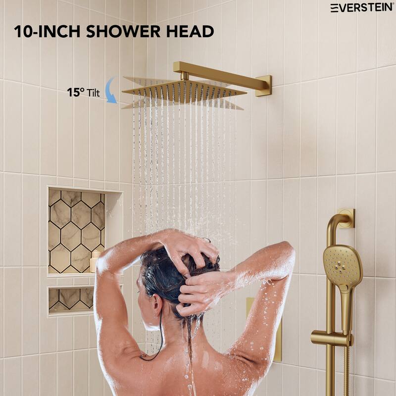 Pressure-Balanced Shower System ,10-Inch Rainfall Shower Faucet with 3-Function Handheld Shower