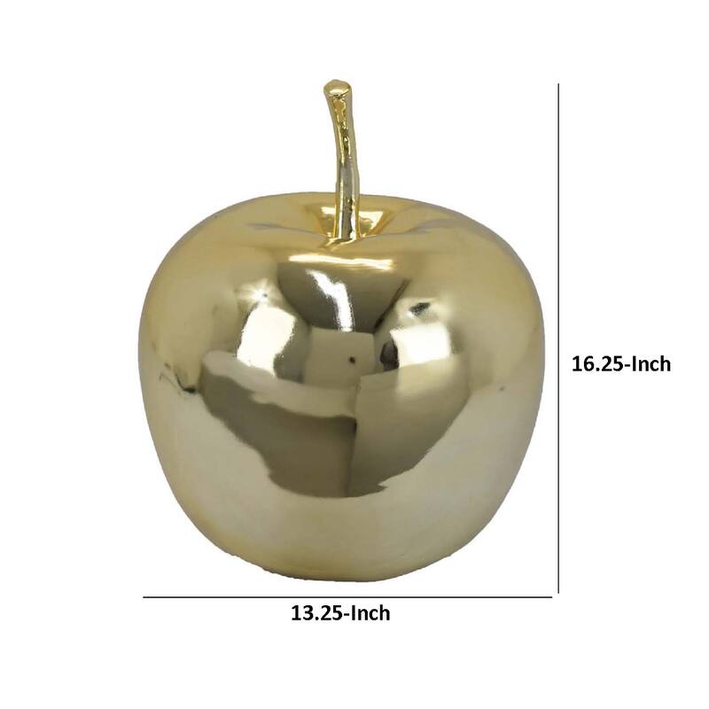 Masu Tabletop Accent Decor, 16 Inch Apple Design, Gold Resin Body