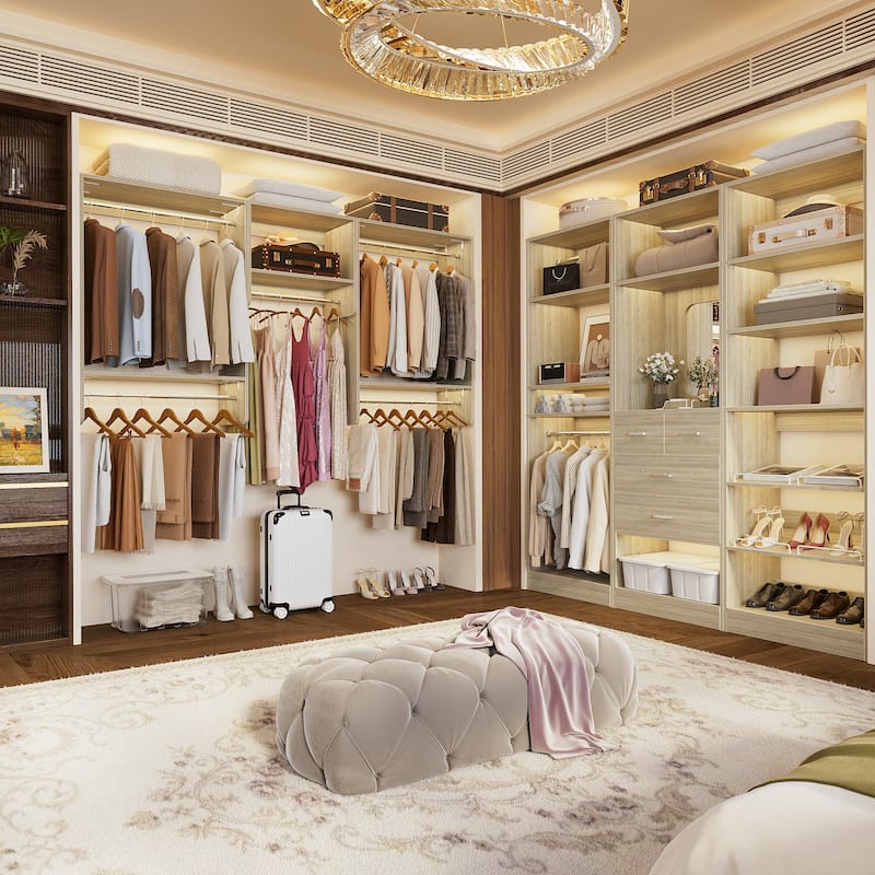 Cimly Set of 4 Closet System with Shoe Rack and Hanging Rods, 120'' Modular Heavy-duty Wall-mounted Closet Organizers
