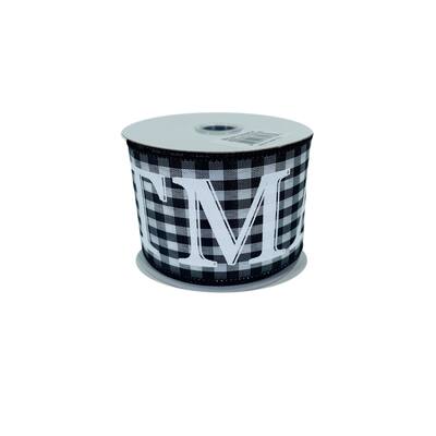 Ribbon Merry Christmas Black Gingham Check 2.5" x 10YD - Size: 2.5" x 10Yd - Size:  2.5" x 10Yd