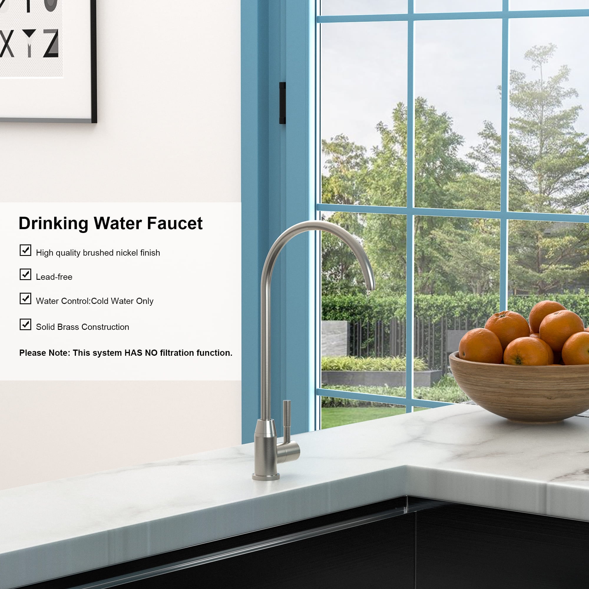 Single Hole Drinking Water Kitchen Sink Faucet Brushed Nickel Kitchen Faucet  Stainless Steel Basin Tap with 360°Swivel Spout - Bed Bath u0026 Beyond -  37134534