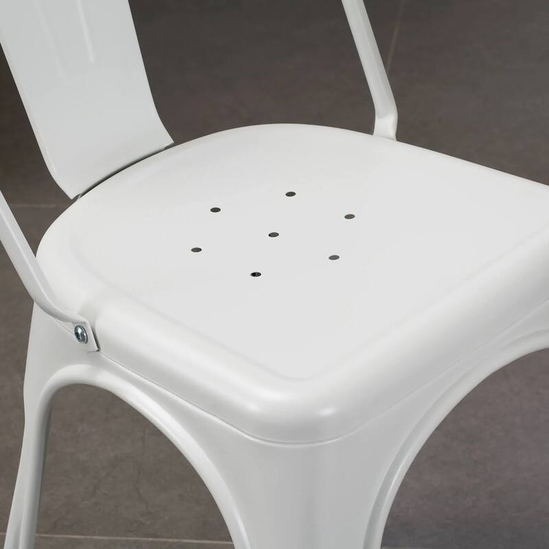 Metal Dining Chairs Set of 4, Stackable Restaurant Classic Trattoria Chairs, Modern Bar Chairs for Dining Room Patio Outdoor