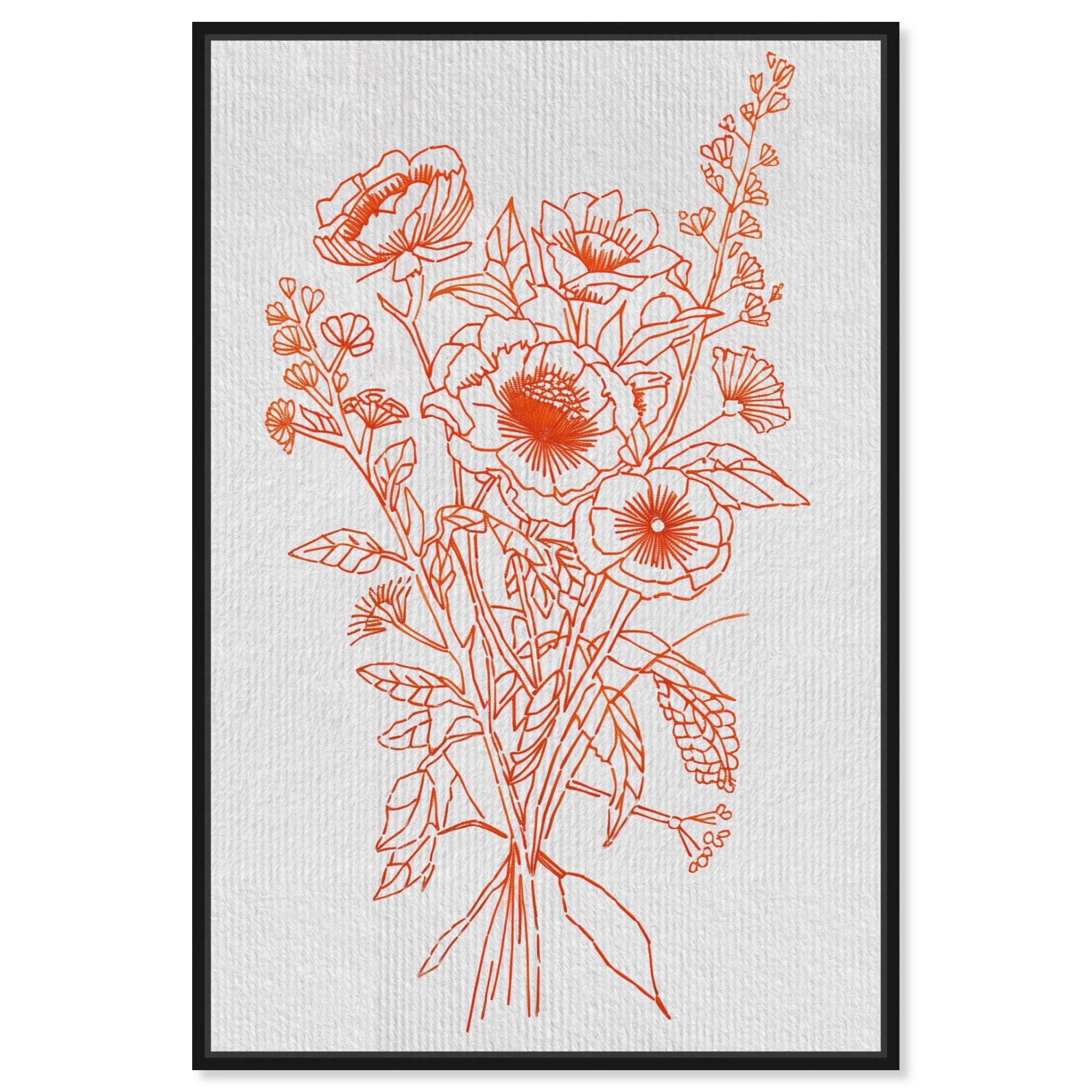 Orange Bouquet Embroidery Canvas Classic Cottage Art by Art Remedy