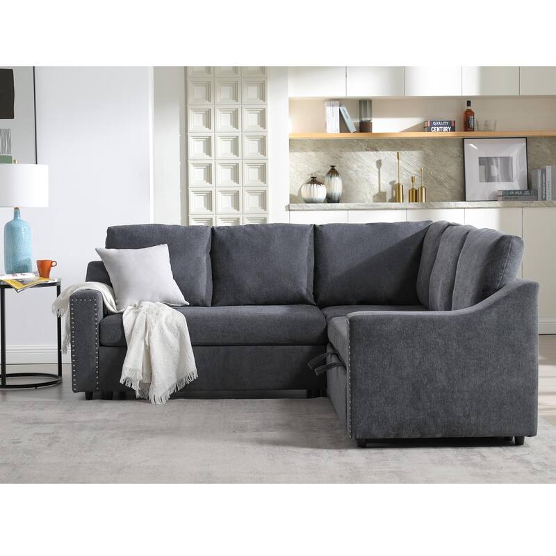 81.5'' L-Shaped 5-Seat Sofa with Pull-Out Bed