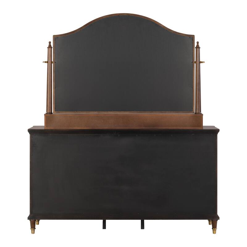 Furniture of America Prylen Modern Dark Cherry 2-Piece Solid Wood Dresser and Mirror Set