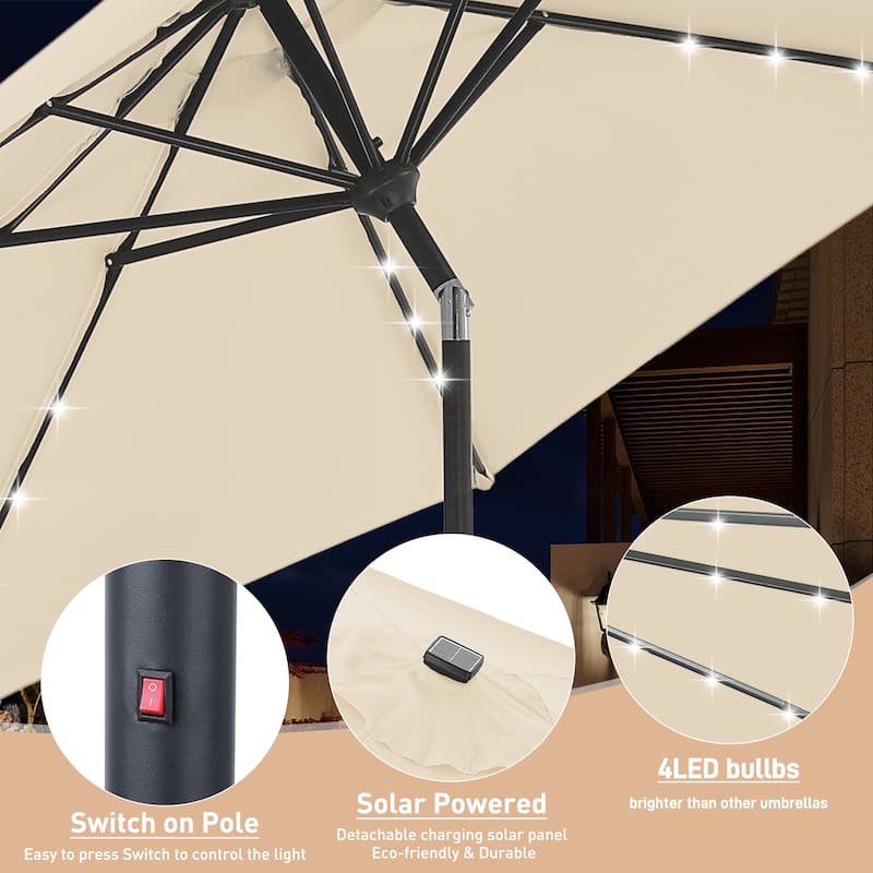 Autlaycil 10FT Solar Power LED Lights Patio Umbrella