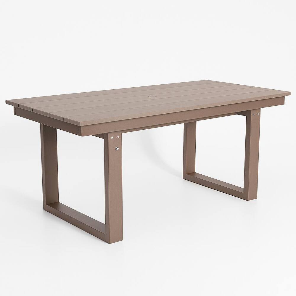 67" HDPE Outdoor Dining & Meeting Table, Weather-Resistant, Seats 6, Space-Saving Chair Slide-In