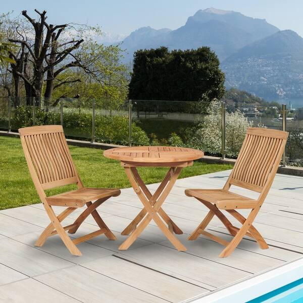 Shop Valencia Round Teak Folding Outdoor Dining Table With Umbrella Hole Overstock 18091572